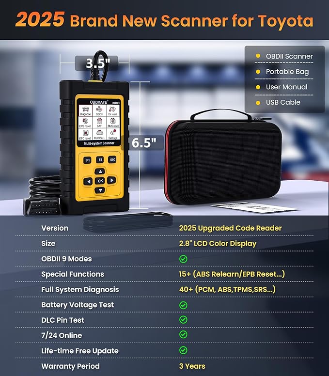 OBDMATE OBD2 Scanner for Toyota/Lexus/Scion, OM701 All Systems Diagnostic Tool - Image 8