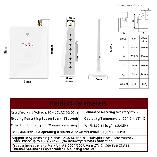 Smart Home Energy Monitor with 16 50A and 3-200A Circuit Level Sensors - Image 2