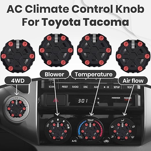 4 Pack - 2nd Gen Tacoma Accessories AC Knob Upgrade - 2005, 2015 Tacoma Climate - Image 7