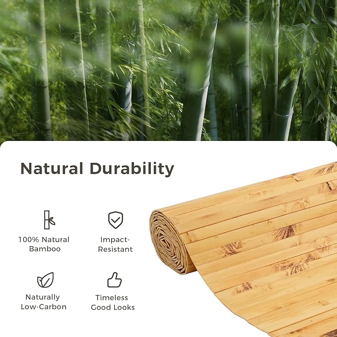 OUZUGIE 2 Pack 96x24 Inch Natural Bamboo Wall Panel – Yellow Burned Pole Wrap - Image 7