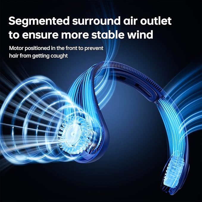 JISULIFE Portable Neck Fan Upgraded, Neckbrace Personal Hands Free, 5 Speed - Image 3