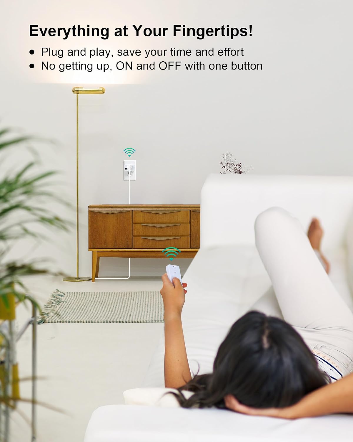 Remote Control Outlet with Portable Magnetic Switch | 200FT Long Range Wireless On Off Switch, Mini Outlet Plug, 15A/1875W, for Lamps/Lights, ETL & FCC listed, Pre-Programmed