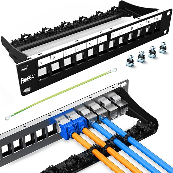 PBAEGAV 12 Port Patch Panel Blank UTP/STP 1U 19“ Keystone Patch Panel by PBAEGAV