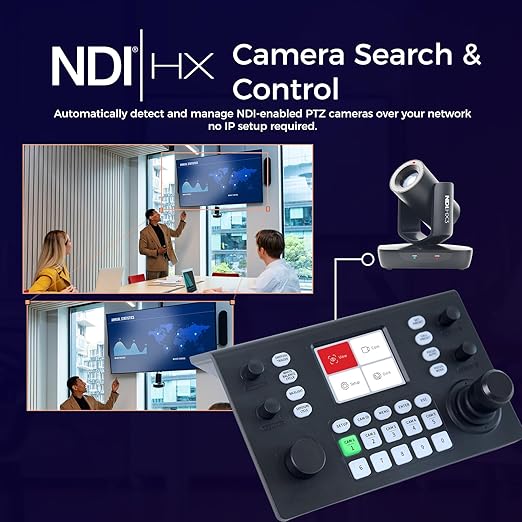 RGBlink NDI PTZ Camera Controller, PoE Powered, 3D Joystick Control, 3.5 LCD - Image 3