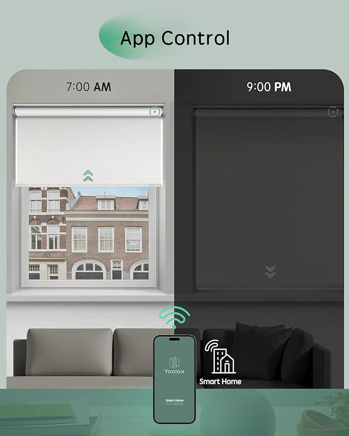 Yoolax Motorized Blinds App Control, Cordless Automatic Shades Roller Window - Image 3