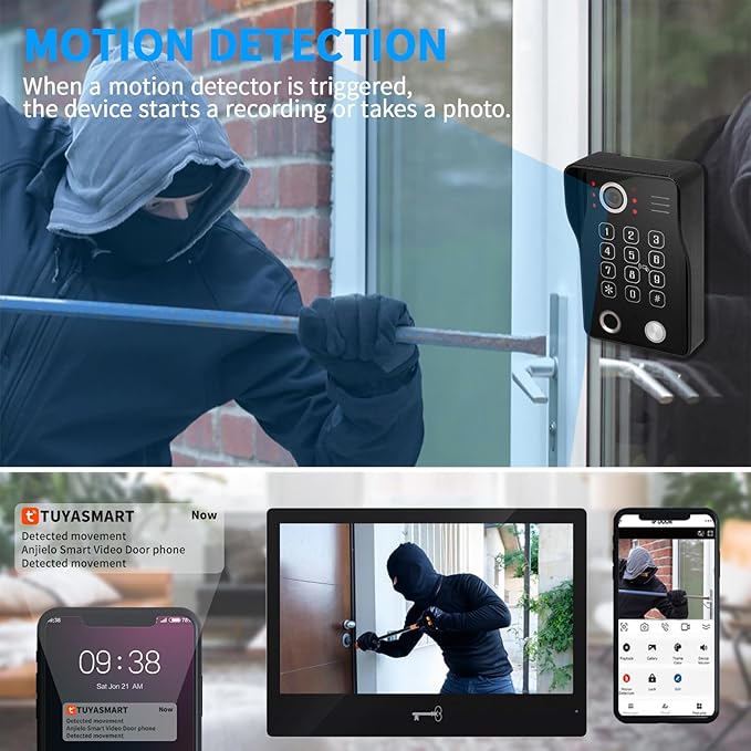 Wired Video Apartment Intercom System, Door Phone Kit, 10 Inch Touch Monitor - Image 2