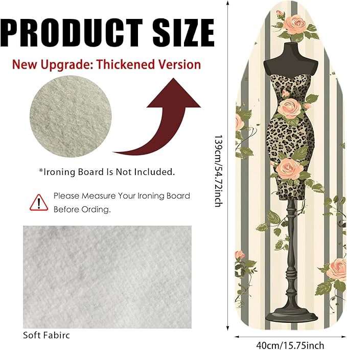 Nuxovilar Ironing Board Cover Needle Cotton 15x54 Inches | Ironing Board Cover - Image 3