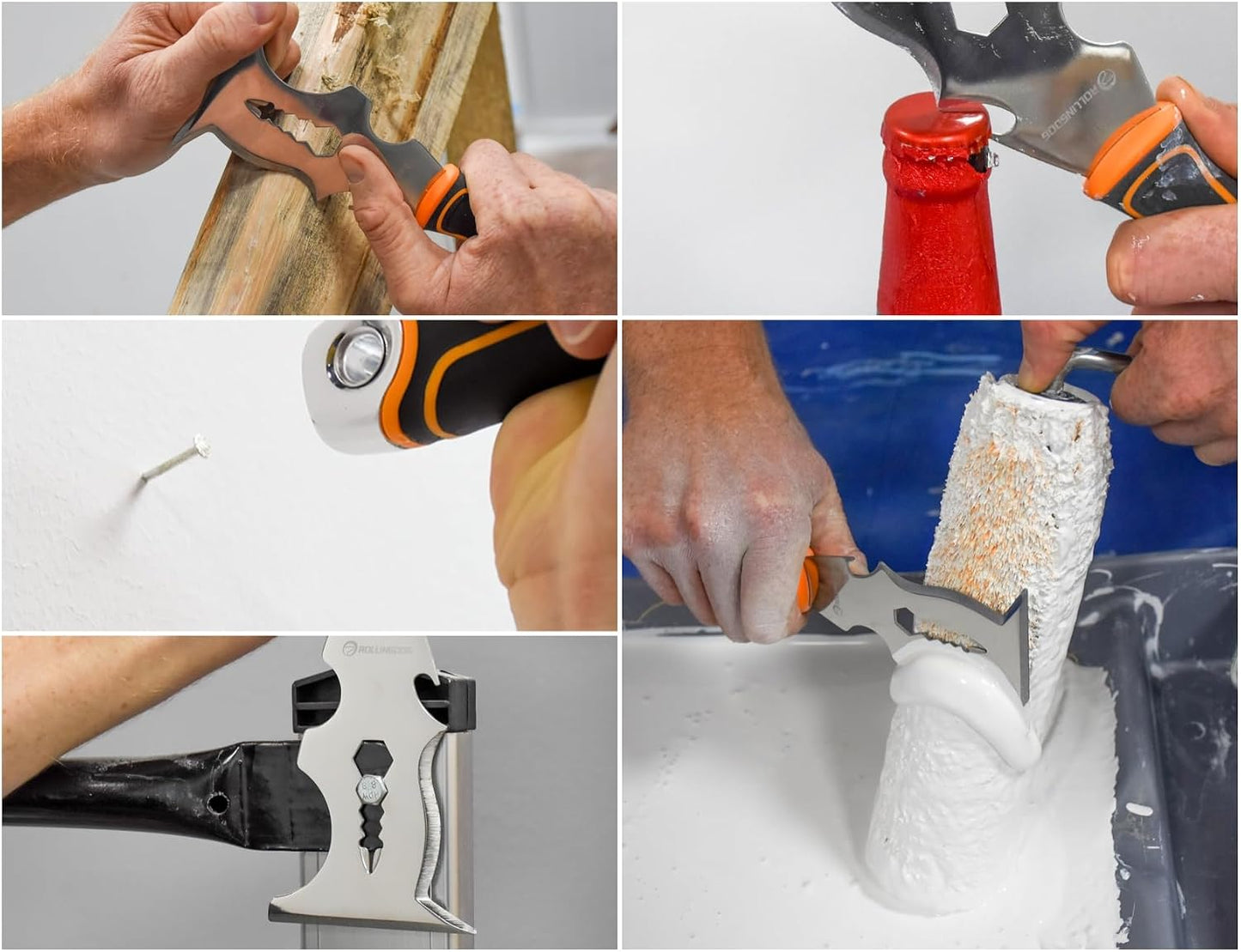 ROLLINGDOG 14-IN-1 Painter's Tool-Stainless Steel Paint Scraper | Paint Roller Cleaner, Putty Knife, Multi-Use Painters Tool for Painting, Home Improvement