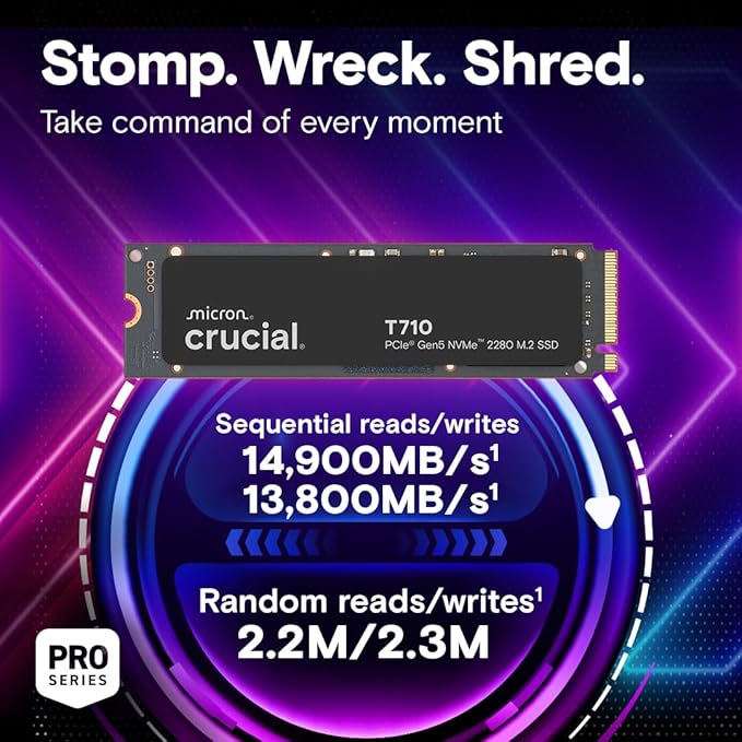 Crucial T710 PCIe Gen5 NVMe 1TB SSD, 900 MB/s, Laptop & Desktop Compatible - Image 2