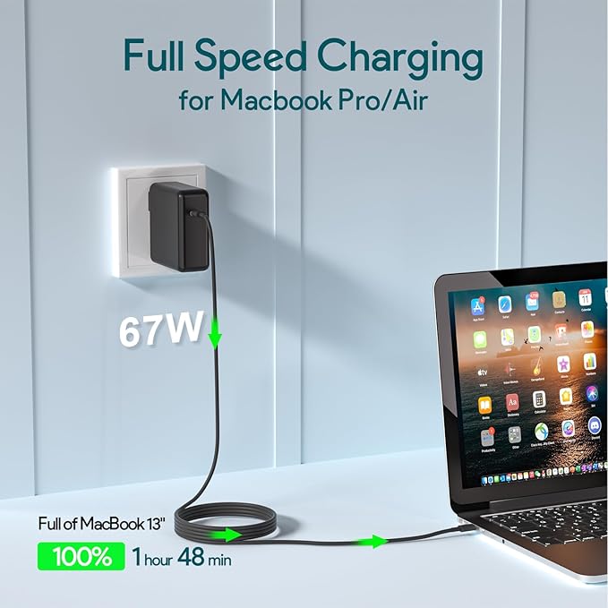 Mac Book Pro Charger, 61W/67W USB C Charger Power Adapter - Image 3