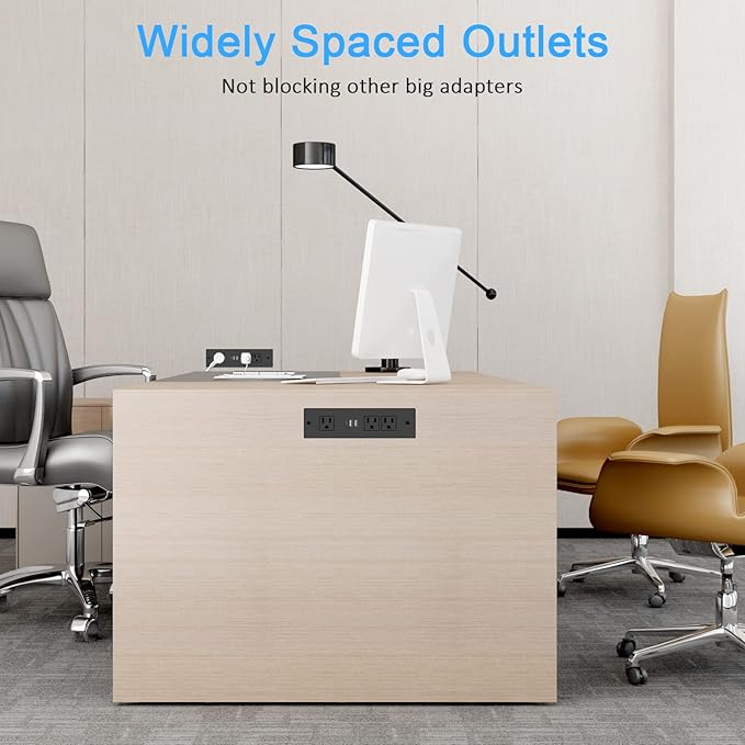 Recessed Power Strip, Furniture Plug in 3 Outlets & Fast Charging 20W PD USB-C - Image 6