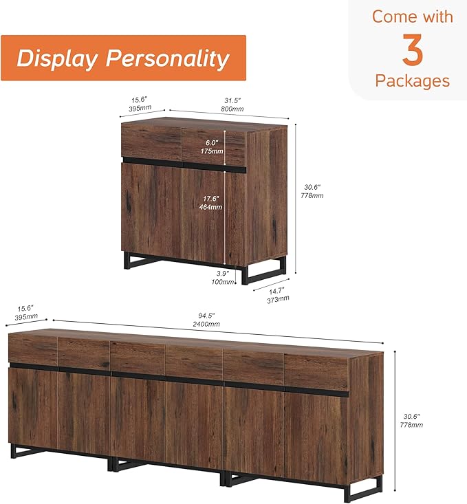 Wampat Modern TV Stand for 100 inch TVs, 3 in 1 Entertainment Center Console - Image 2