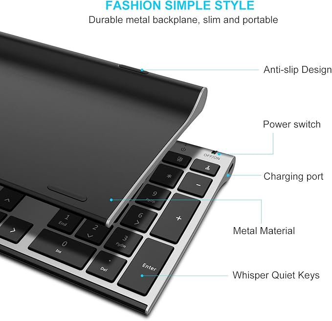 Wireless Keyboard and Mouse, Vssoplor Rechargeable Quiet Full-Size Keyboard and - Image 5