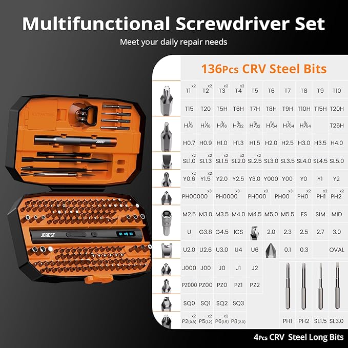 JOREST 155 in 1 Mini Electric Screwdriver Cordless, Precision Power Screwdriver - Image 5