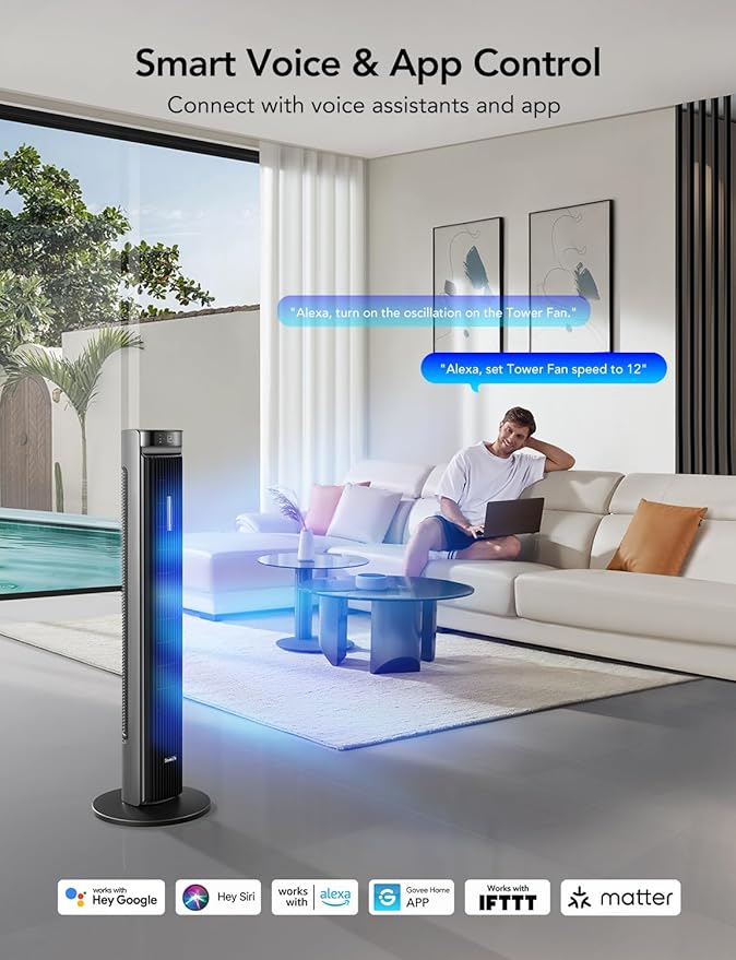 GoveeLife 42'' Tower Fan for Bedroom, Smart Floor Fans - Image 2