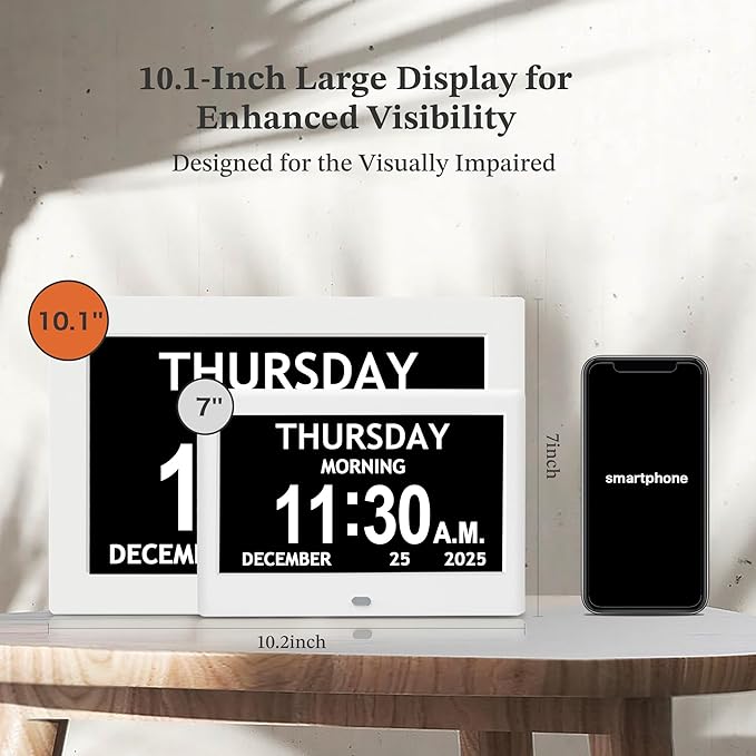 10.1'' Extra Large Digital Clock, 1280*800p HD Display, Dementia Clock - Image 3