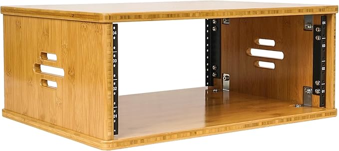 Sound Town DIY 4U Solid Bamboo Studio Rack w/ 14.2" Depth, Ventilation by SOUNDTOWN