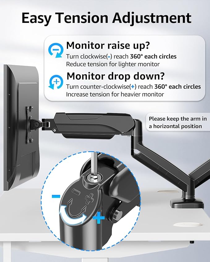 MOUNTUP Dual Monitor Stand for Desk, Monitor Arms for 2 Monitors 32 27 24 22 - Image 3