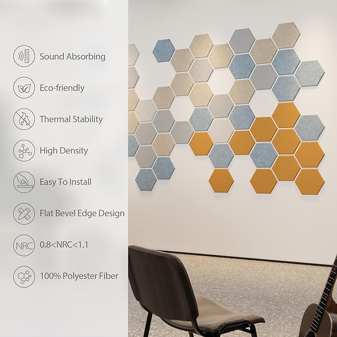 Amantech 12 Pack Acoustic Panels Self Adhesive Sound Proof Foam, High Density - Image 5