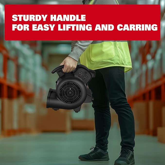 ECOMAX Air Mover, 950 CFM, Floor Fan, Carpet Dryer, Blower Fan, 3-Speed Mode - Image 6