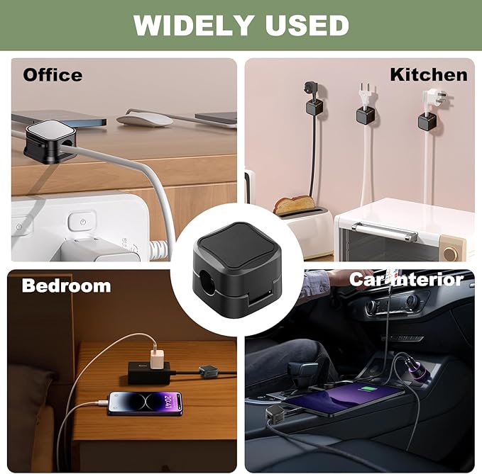 8 Pack Magnetic Cord Organizer, Strong Adhesive Desk Magnetic Cable Clips - Image 6