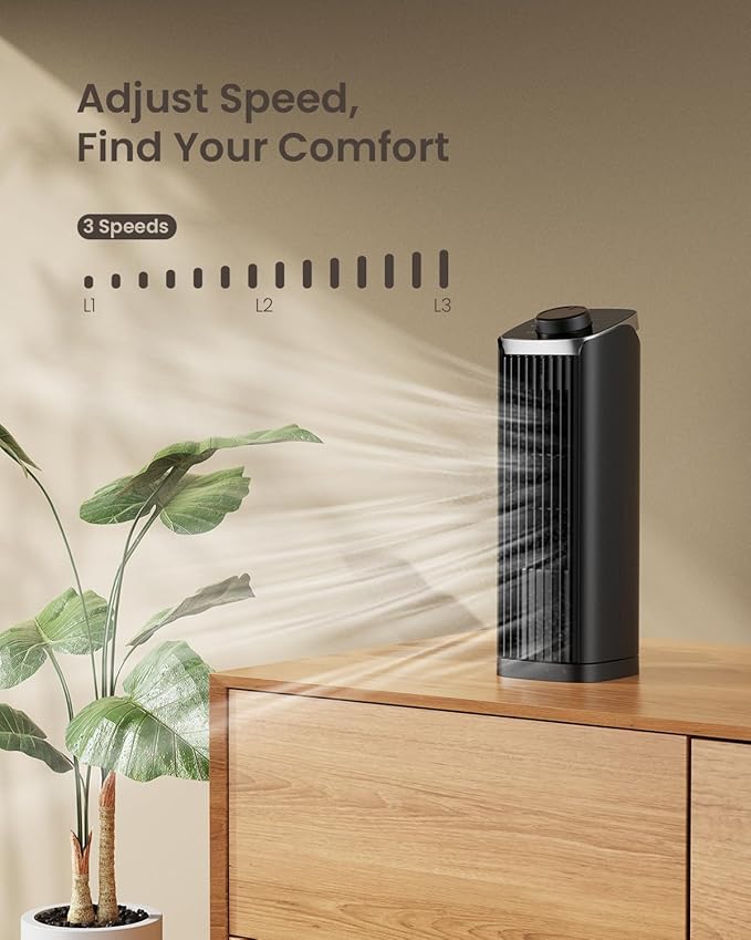PNTCK Fan for Bedroom, 3 Speeds Max 23ft/s, 70° Oscillating Desk Fan, Bladeless - Image 2