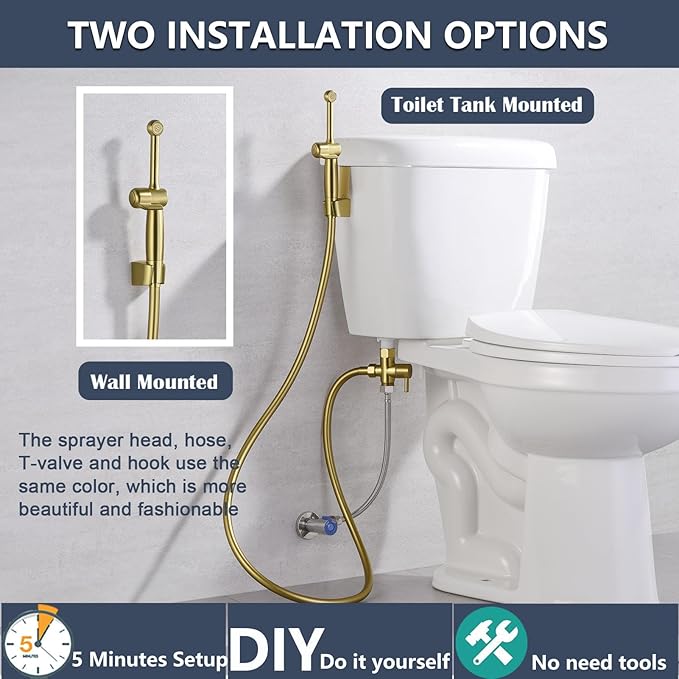 SonTiy Handheld Bidet Toilet Sprayer, Brass Cloth Diaper Sprayer Hand Held - Image 6