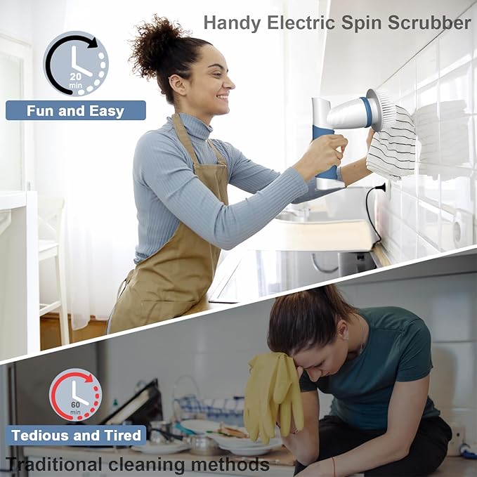 Electric Spin Scrubber, IEZFIX Electric Cleaning Brush Bathroom Shower - Image 2