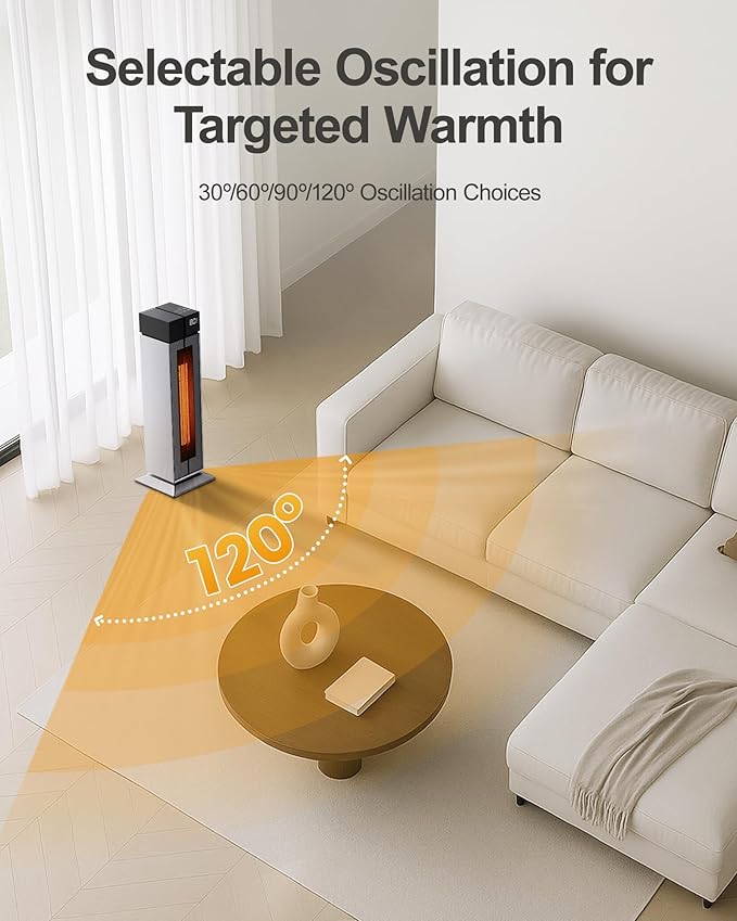 ComDomus Electric Heaters for Indoor Use, 25” Space Heater Large Room - Image 5
