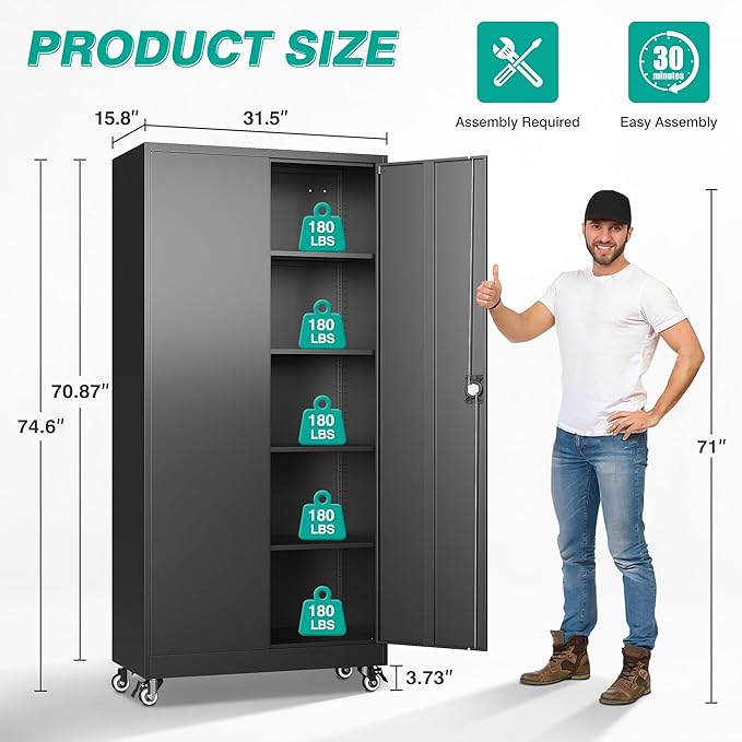 SISESOL Metal Storage Cabinet - Image 2