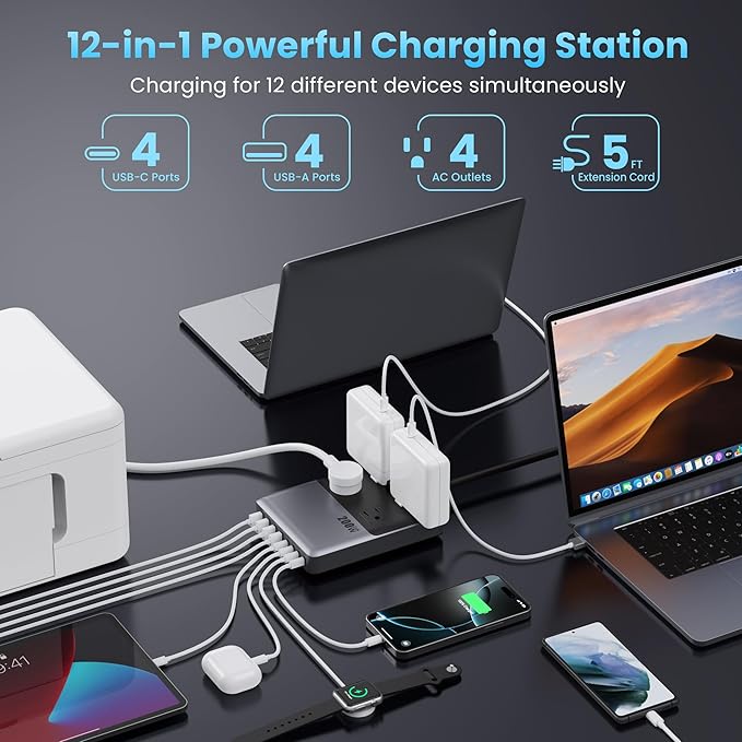 12-in-1 Charging Station USB C Power Strip - Image 2
