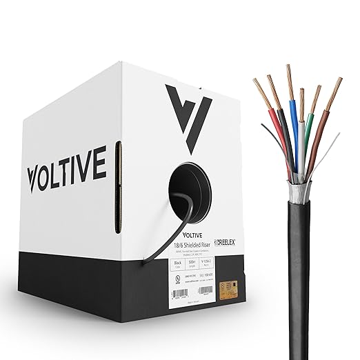 Voltive 18/6 Shielded Low Voltage Wire, Riser CL3R, 500ft by Voltive