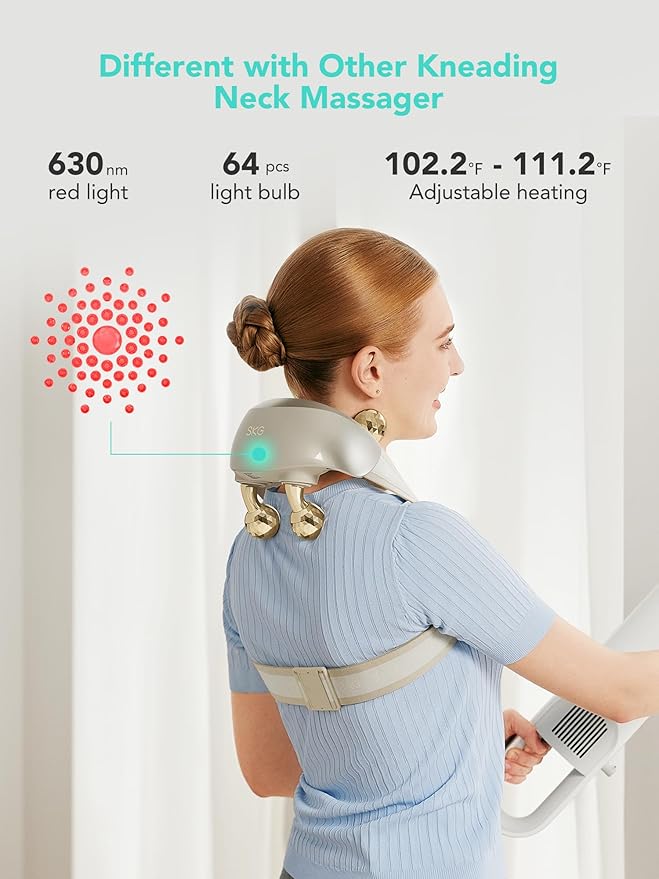 SKG Neck Massager for Pain Relief Deep Tissue Shiatsu Cordless Neck and - Image 4