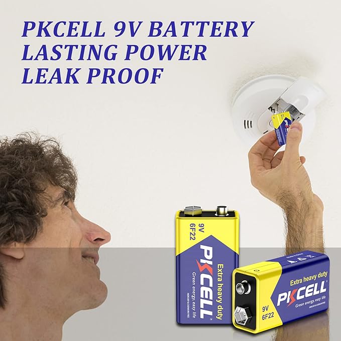 PKCELL 9V Batteries, 4 Pack 9 Volt Batteries Carbon Zinc, 9V Battery - Image 2