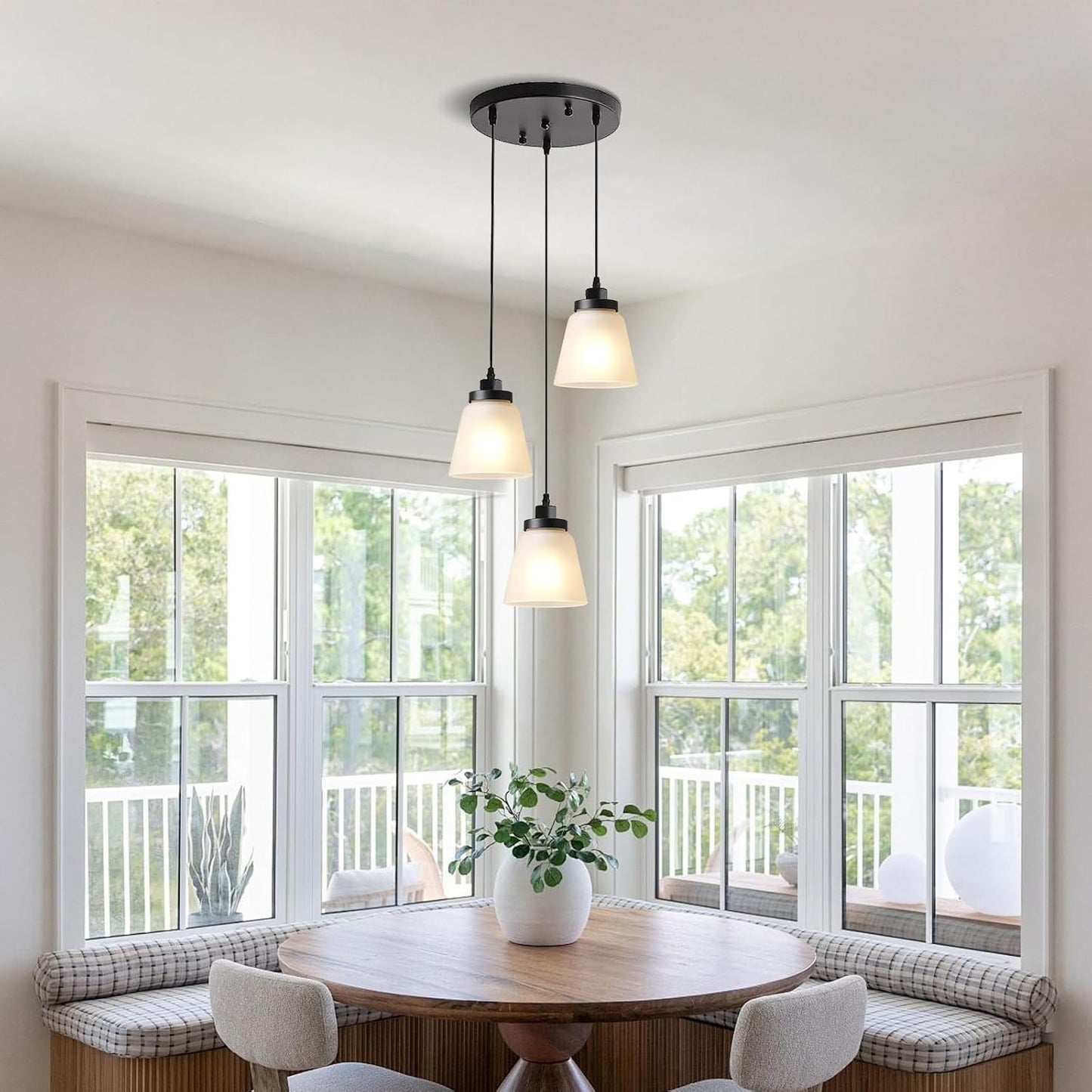 3 Pack White Glass Shade Covers, Glass Lamp Shade Replacements for Light Fixtures, 2.1 Inch Fitter Globes White Lampshades for Chandelier Bath Vanity Lights Wall Sconces Pendants