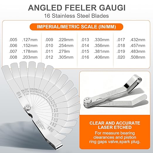 Tokyzexi 2Pcs Stainless Steel Feeler Gauge Set, 32 Straight Blades Feeler - Image 3