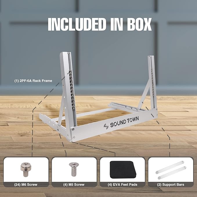 Sound Town 6U Aluminum 2-Post Desktop Open-Frame Rack, Angle Adjustable - Image 4