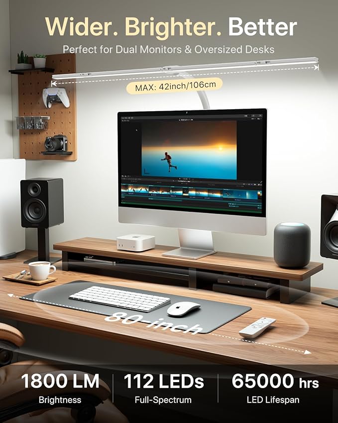 ONEMIX 42" LED Desk Lamp with Clamp, Architect Desk Light with Remote, - Image 4
