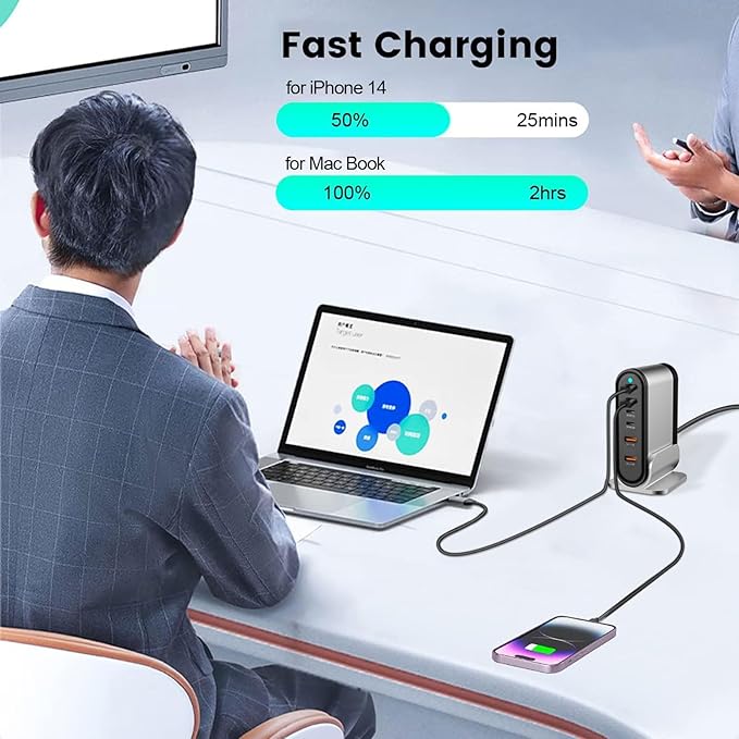 USB C Fast Charger : 6 Port Desktop Multiple Devices Power Adapter - Image 3