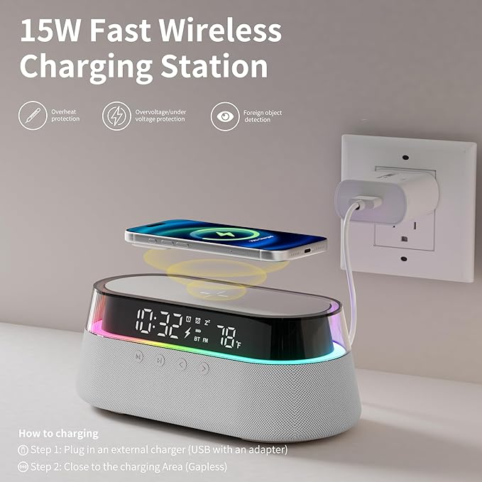 KUANGXIANG 6-in-1 Bluetooth Speaker Alarm Clock - Image 4