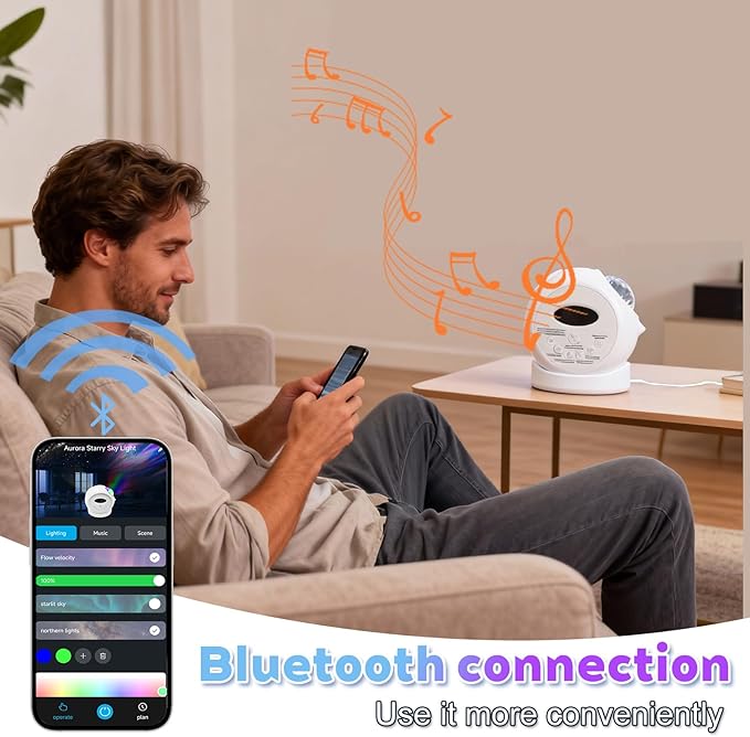 Aurora Starlight Sky Projector Night Light Features Bluetooth Music Playback & - Image 3