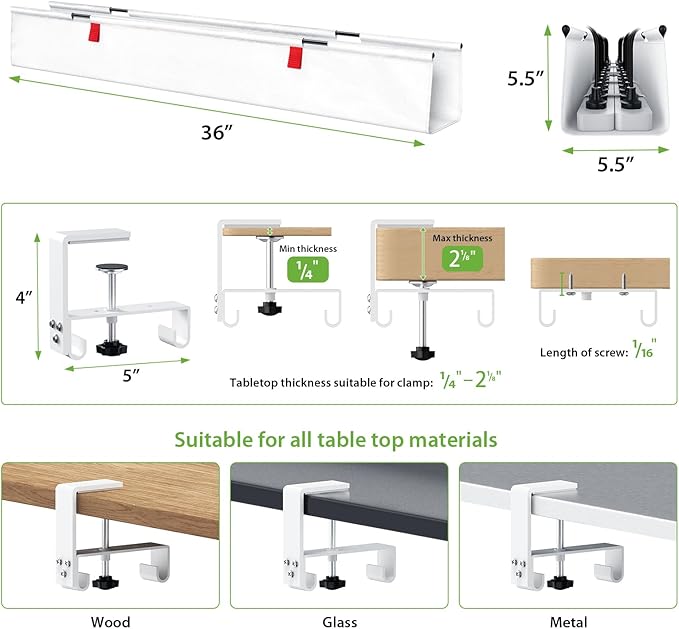 KEEGH Large 36" Under Desk Cable Management Tray - Image 4