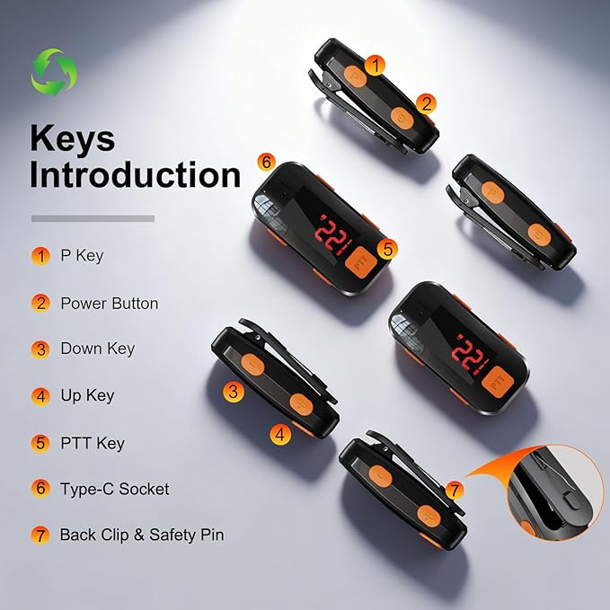 3 Pack Mini Walkie Talkies, Waterproof Small Walkie Talkies Two Way Radio - Image 8