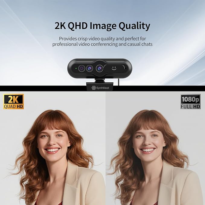 2K Windows Hello Webcam, Windows Hello Facial Recognition, 2K Camera Auto Light - Image 3