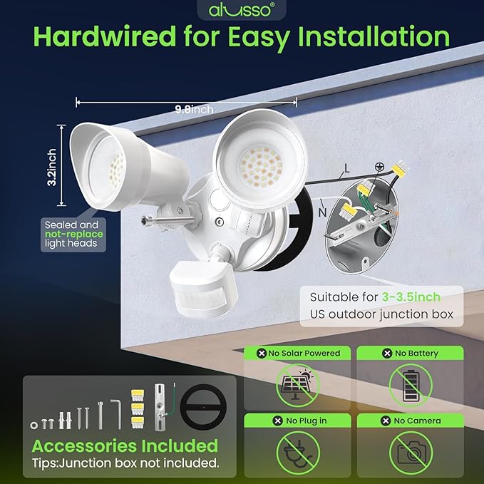 ALUSSO Motion Sensor Outdoor Lights, 30W 3500LM Flood Lights Outdoor, 3 Modes - Image 2