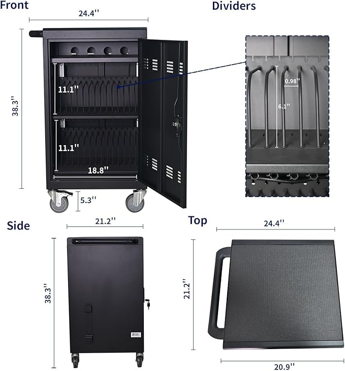 35 Bay Charging Cart for Laptops and Tablets Up to 16.3-inch, Mobile Charging - Image 3