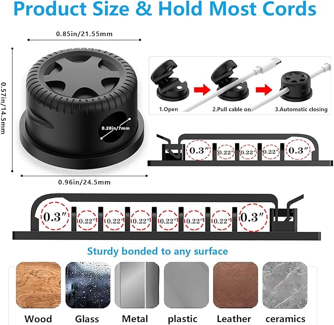 ELII 328Pcs Cable Management Kit, 8 Magnetic Cable Holder, 69Adhesive Cable - Image 4
