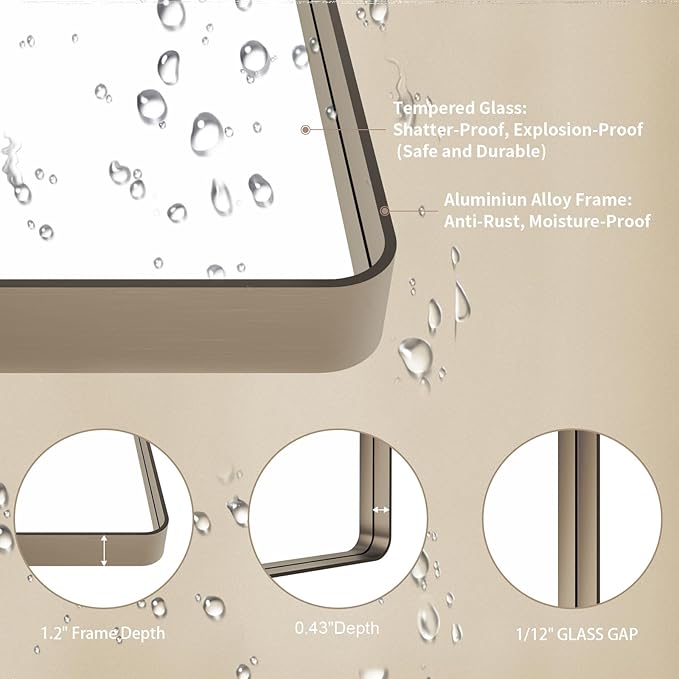 LOAAO 48”X30” Bronze Bathroom Mirrors - Image 5