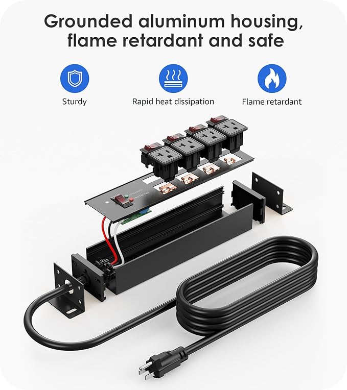 CCCEI Heavy Duty Surge Protector Power Strip 20 Amp Individual Switches. 6FT 12 - Image 6