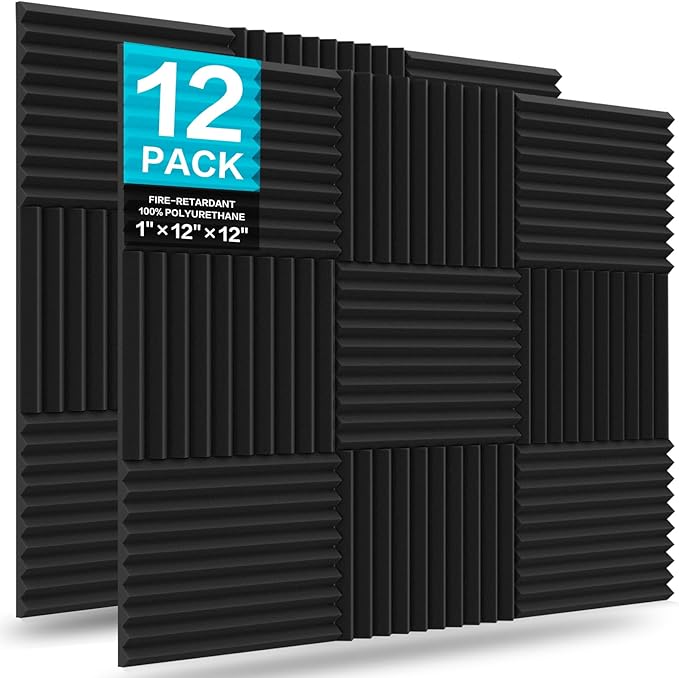 JBER 12 Pack Acoustic Foam Panels, High Desnsity Studio Soundproofing Wedges by JBER